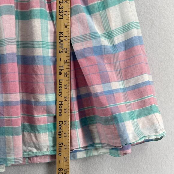 WOOLRICH Skirt S A-line 90s Madras Pastel Plaid Pleated Cotton Midi Pink VTG - Picture 11 of 12